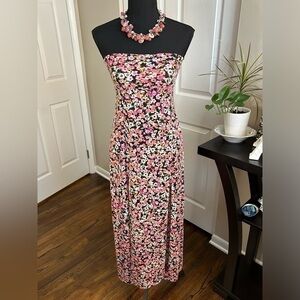💖No Boundaries Strapless Floral Boho Front Slit Or Skirt Combo Dress XS